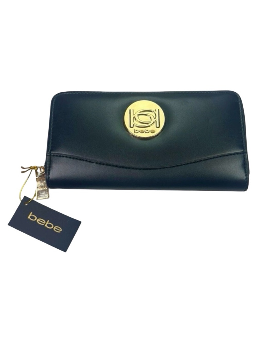 bebe Melendy Zip Around Wallet Clutch - 7.5” x 4” x 1” - Black